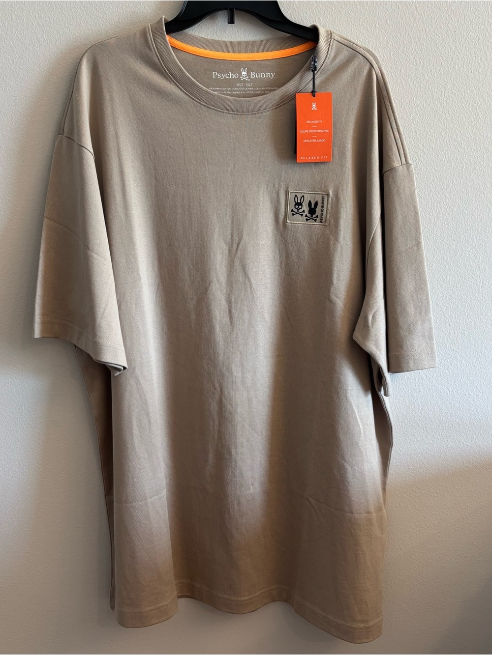 PSYCHO BUNNY Monroe Heavy Weight Relaxed Fit Stone T-shirt Men's SZ 1XLT NEW